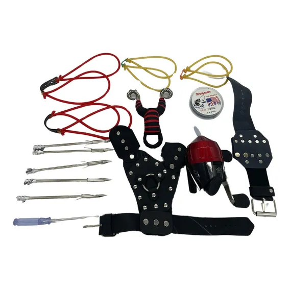 Kit Estilingue Pesca Canhoto Com Molinete E Dardos 12 Itens Cor Vermelho Foto 1
