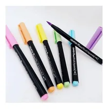 Kit Estojo 6 Caneta Marcador Pincel Brush Pen Newpen Pastel Foto mini  2