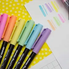 Kit Estojo 6 Caneta Marcador Pincel Brush Pen Newpen Pastel Foto mini  3