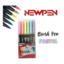 Kit Estojo 6 Caneta Marcador Pincel Brush Pen Newpen Pastel Foto mini 4