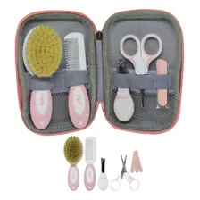 Kit Estojo Cuidados Higiene BebĂȘ Tesoura Pente Cortador Buba Cor Rosa Foto mini 1