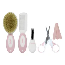 Kit Estojo Cuidados Higiene BebĂȘ Tesoura Pente Cortador Buba Cor Rosa Foto mini 4