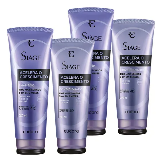 Kit Eudora Acelera Crescimento Dos Cabelos 2 Shampoo 2 Cond Foto 1