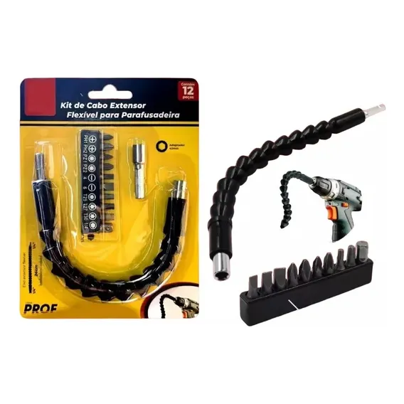Kit Extensor Prolongador Flexível Parafusadeira Universal Foto 1