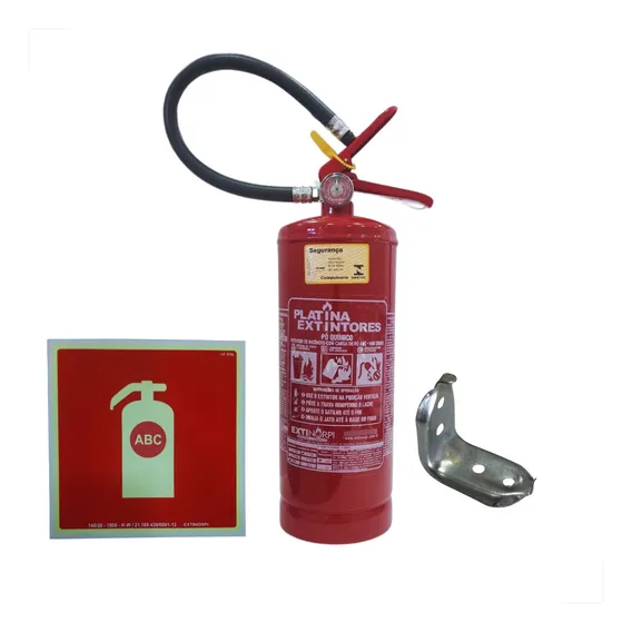 Kit Extintor Abc 4kg Val. 1 Ano, Placa E Suporte De Parede Foto 1