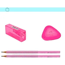 Kit Faber Castell 2 Lápis Grip - Borracha E Apontador Rosa Foto mini 1