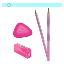 Kit Faber Castell 2 Lápis Grip - Borracha E Apontador Rosa Foto mini 3