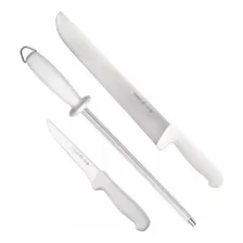 Kit Faca 6'' + Faca 10'' + Chaira 10'' Master Line Mundial Cor Branco Foto mini 1
