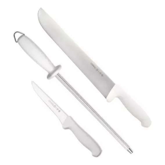 Kit Faca 6'' + Faca 10'' + Chaira 10'' Master Line Mundial Cor Branco Foto 1