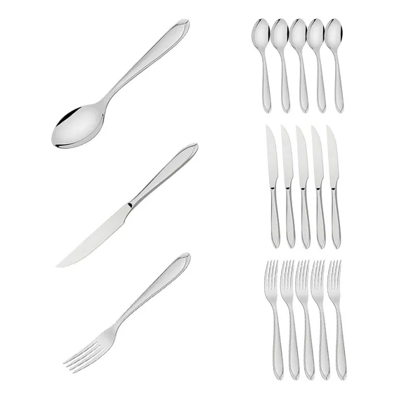 Kit Facas Garfos Colheres De Sopa 18 Peças Laguna Tramontina Cor Prateado Foto 1