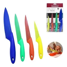 Kit Facas Jogo Faca Lâmina Inox 4 Peças Coloridas Foto mini 2