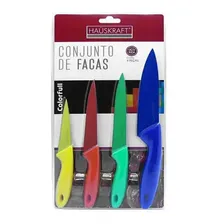 Kit Facas Jogo Faca Lâmina Inox 4 Peças Coloridas Foto mini 1