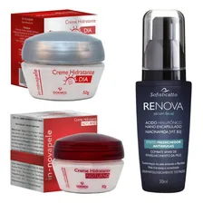 Kit Facial Serum Renova E Creme Diurno E Noturno Hidratação Foto mini 1