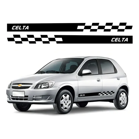 Kit Faixa Adesivos Personalizados Para Chevrolet Celta Cor Preto Foto 1