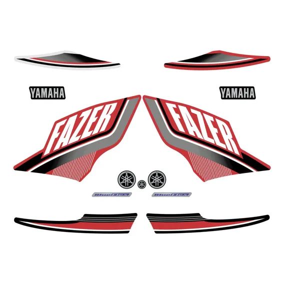 Kit Faixa Jogo Adesivo Fazer 250 Blue Flex 2015 Vermelha Foto 1