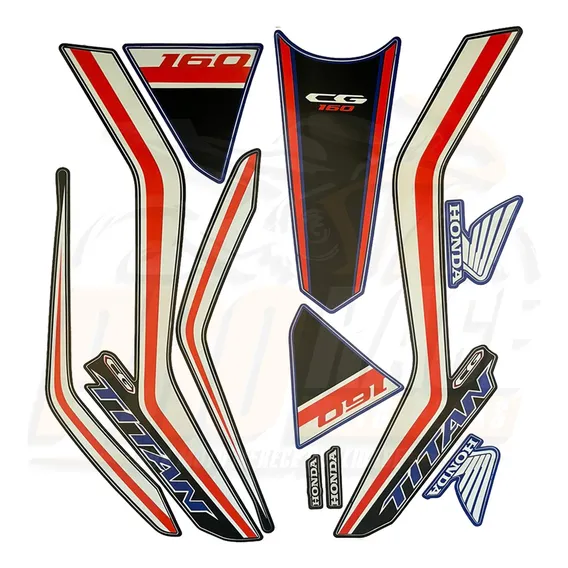 Kit Faixas Adesivas Moto Honda Titan 160 2019 Ex Azul Combo Foto 1