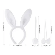 Kit Fantasia Tiara De Gatinha C/ Gravata E Rabo Festa Balada Cor Branco Foto mini 3
