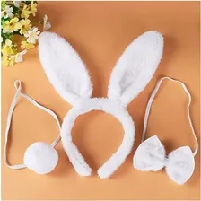 Kit Fantasia Tiara De Gatinha C/ Gravata E Rabo Festa Balada Cor Branco Foto mini 2