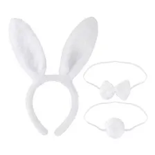 Kit Fantasia Tiara De Gatinha C/ Gravata E Rabo Festa Balada Cor Branco Foto mini 1