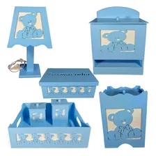 Kit Farmacinha Quarto Bebe Decorado Mdf Menino Menina- Temas Cor Ursinho Azul Bb Foto  mini 1