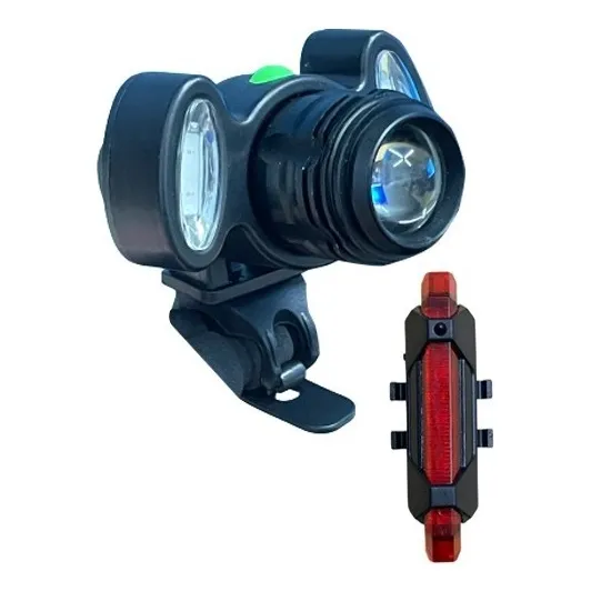 Kit Farol Lanterna Bike T6 Recarregável Com Pisca Traseiro Foto 1