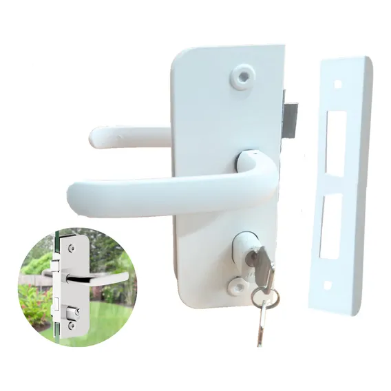 Kit Fechadura 1520ta E Contra Fechadura 1504ta Porta Vidro Cor Branca Foto 1