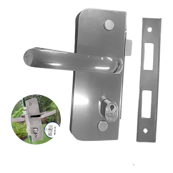 Kit Fechadura 1520ta E Contra Fechadura 1504ta Porta Vidro Cor Cromado Foto 1