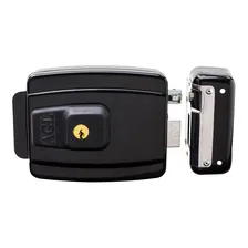 Kit Fechadura Sem Fio Com Controle Remoto Abertura Para Fora Cor Preto Foto  mini 1