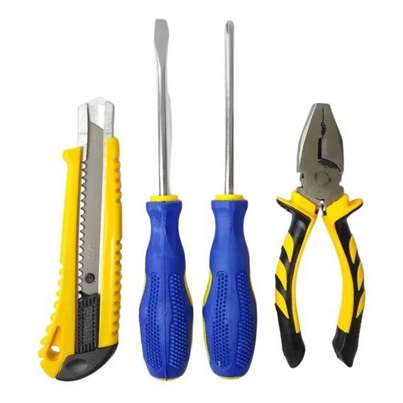 Kit Ferramenta Alicate, Estilete ,chave, Philips Fenda Cor Azul Foto 1