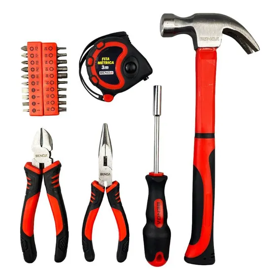 Kit Ferramentas BenoƔ Yf-15824 25 PeƧas Alicate/martelo/fita Foto 1
