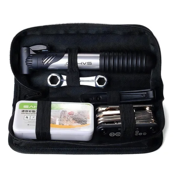 Kit Ferramentas Bike Chaves Remendo Reparo Pneu Bolsa Quadro Foto 1