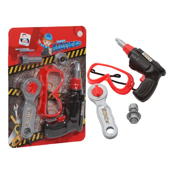 Kit Ferramentas Educativo Marceneiro Engenheiro Cor Vermelho Foto 1