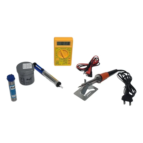 Kit Ferro De Solda 60w 110v Multímetro Sugador Pasta Estanho 127v Foto 1