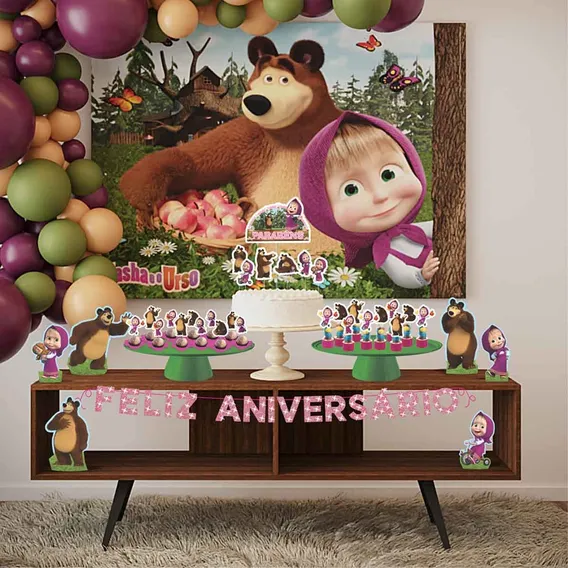 Kit Festa Fácil Masha E O Urso - Decoração De Festa Foto 1