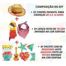 Kit Festa Junina ChapĂ©u, Gravata E Remendo BebĂȘs-infantil Cor Vermelho + Lenço + Remendo Foto mini 2