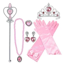 Kit Festa Princesa Aurora Varinha Colar Coroa Brinco Luvas Cor Rosa Foto mini  2