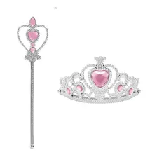 Kit Festa Princesa Aurora Varinha Colar Coroa Brinco Luvas Cor Rosa Foto mini  3