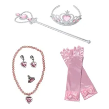 Kit Festa Princesa Aurora Varinha Colar Coroa Brinco Luvas Cor Rosa Foto  mini 1