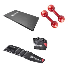 Kit Fisioterapia Caneleira 2kg + Par Halter 2kg + Colchonete Cor Colorido Foto mini 1