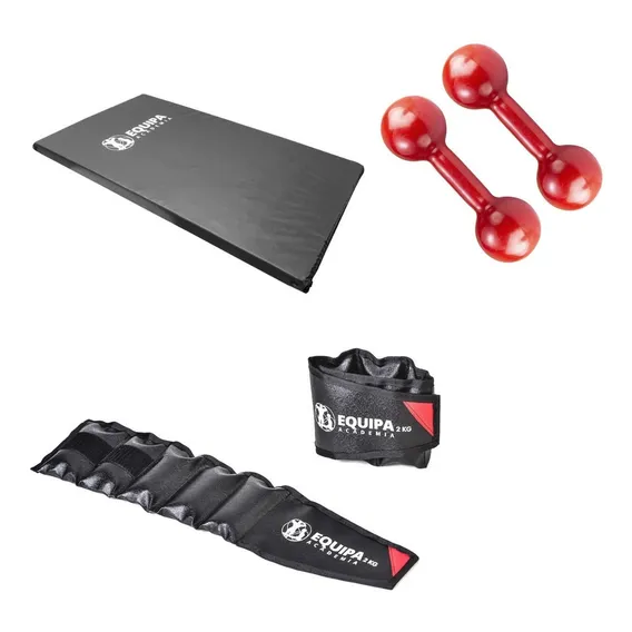 Kit Fisioterapia Caneleira 2kg + Par Halter 2kg + Colchonete Cor Colorido Foto 1