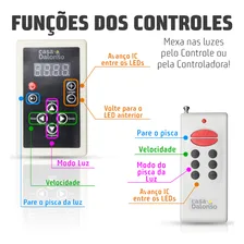 Kit Fita Led 6803 Rgb 5 Metros Controle E Controladora Digital Com Fonte 5a 133 Efeitos Coloridos Prova D'água Ip67 Com Silicone Casa Dalonso Foto mini  2
