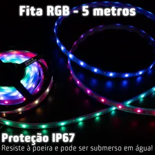 Kit Fita Led 6803 Rgb 5 Metros Controle E Controladora Digital Com Fonte 5a 133 Efeitos Coloridos Prova D'água Ip67 Com Silicone Casa Dalonso Foto mini  3