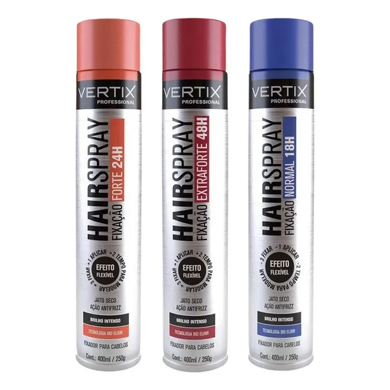 Kit Fixador Para Cabelos Vertix Hairspray C/3 Foto 1