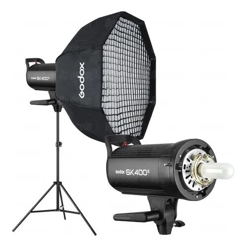 Kit Flash Godox Sk400 Ii Com Octabox 120cm Colmeia E Tripé 110v Foto 1