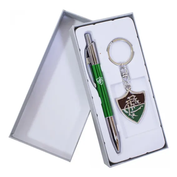 Kit Fluminense Jogo Caneta Roller Ball De Metal Com Chaveiro Foto 1