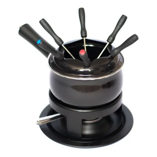 Kit Fondue Preto Jogo Com 12 Peças Conjunto Esmaltado Foto 1