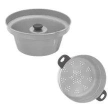 Kit Forma Panela Pudim Banho Maria E Cozimento A Vapor Cor Prateado Foto mini 4