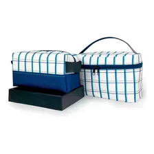 Kit Frasqueira Necessaire Organizadora Masculino Homem Azul Cor Azul-marinho Desenho Do Tecido Listras Foto mini 1