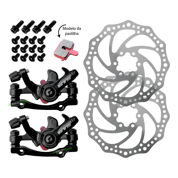 Kit Freio A Disco Bicicleta 160mm Pastilhas Parafusos Gts Foto 1