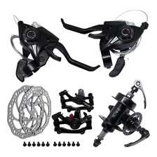 Kit Freio Disco Bicicleta + Cubo Bike Aço Eixo + Rapid Fire Foto  mini 1